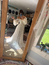 Load image into Gallery viewer, Soft French lace ivory corset dress lined in chiffon ready to ship