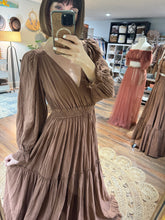 Load image into Gallery viewer, Daydream in deep brown crinkly cotton dress small-xl ready to ship (reversible)