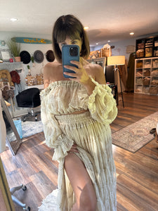 (Rts) Light lover ivory ready to ship two piece dress