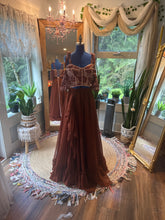 Load image into Gallery viewer, Custom hand dyed we belong lace top and poetry rust chiffon skirt ready to ship