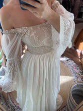 Load image into Gallery viewer, One of a kind custom linen cotton and lace dress ready to ship sale