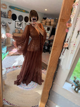 Load image into Gallery viewer, Ready to ship deep brown lace bloom dress/robe includes bodysuit