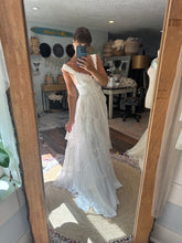 Load image into Gallery viewer, Sale! Ready to ship sale rosette off white matte satin with tulle overskirt