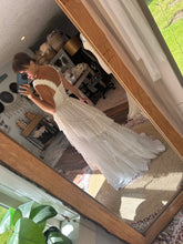 Load image into Gallery viewer, Sale! Ready to ship sale rosette off white matte satin with tulle overskirt