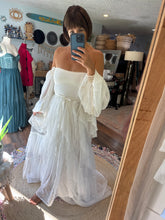 Load image into Gallery viewer, Ready to ship linen cotton chiffon Glory Dress with detachable lace tulle over skirt