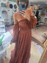 Load image into Gallery viewer, Ready to ship rust brown hand dyed you glow girl in lace dress