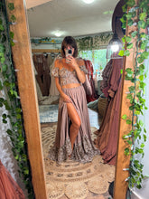 Load image into Gallery viewer, Ready to ship hand dyed lace two piece dress tan brown