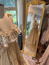 Load image into Gallery viewer, Ready to ship New style Opaline Dress with mini puff sleeves and embroidered ruffle (sand color)