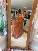 Load image into Gallery viewer, Ready to ship sale orange glitter lace corset dress sleeveless