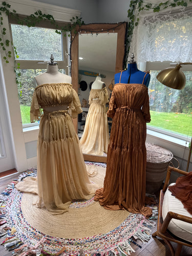 Two dress deal caramel Athena dress with Ready to ship mystical wonders sheer two piece in sand on sale