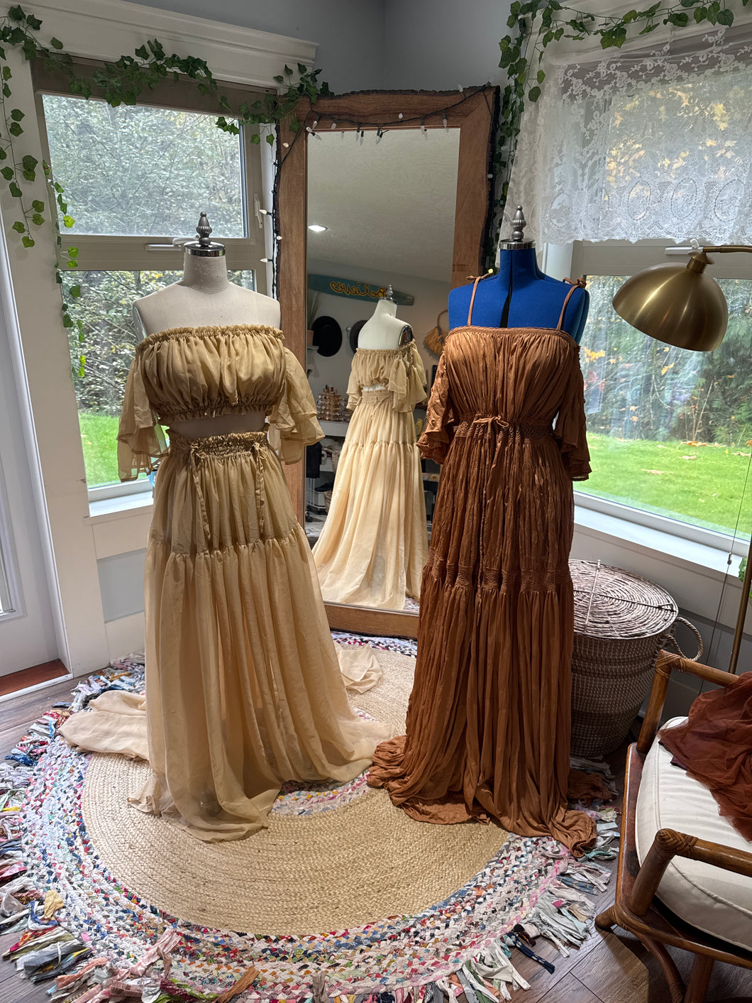 Two dress deal caramel Athena dress with Ready to ship mystical wonders sheer two piece in sand on sale