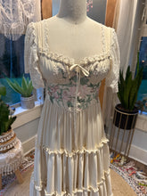 Load image into Gallery viewer, Ready to ship Feb 26 one of a kind Rosette sample sale dress matte satin ivory with embroidery embellishments (fits smaller in bust)