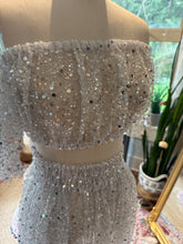 Load image into Gallery viewer, Ready to ship sale Wonderland two piece white silver sheer dress