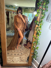 Load image into Gallery viewer, Ready to ship brown lace bloom where you are robe/dress