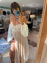 Load image into Gallery viewer, Linen cotton mixed with lace off shoulder dress new style ready to ship