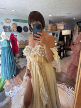Load image into Gallery viewer, Flash sale two dress deal euphoria off white and Ready to ship New style Opaline Dress with mini puff sleeves and embroidered ruffle (sand color)