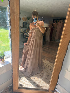 Ready to ship Always and Forever dress tan brown linen cotton