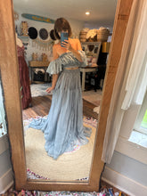 Load image into Gallery viewer, Ready to ship sale new blue color chiffon mystical wonders two piece dress
