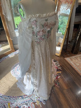 Load image into Gallery viewer, Ready to ship one of a kind Glory Dress in off white and ivory linen cotton/chiffon/vintage lace and embroidery