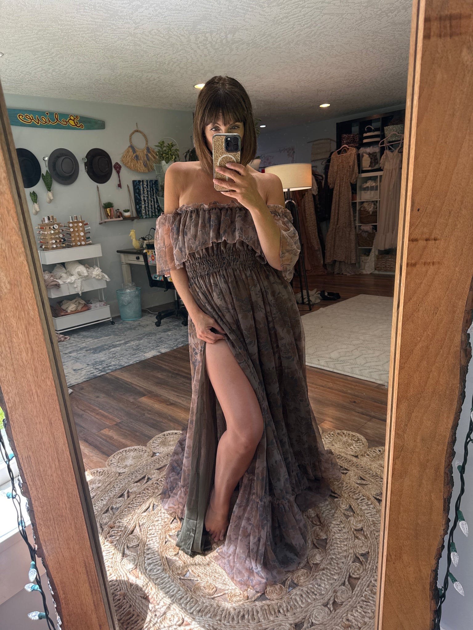 Sheer show off those shoulders brown lace on sale ready to ship