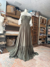 Load image into Gallery viewer, New style linen, cotton, lace chiffon mix ready to ship olive sale dress