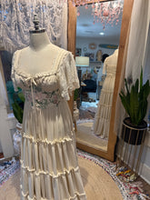 Load image into Gallery viewer, Ready to ship Feb 26 one of a kind Rosette sample sale dress matte satin ivory with embroidery embellishments (fits smaller in bust)