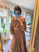 Load image into Gallery viewer, Ready to ship two piece dress ruffle me right up in brown stretchy thick lace