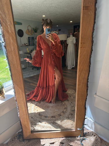 (RESERVED) Ready to ship rust linen cotton dreams like these dress sale