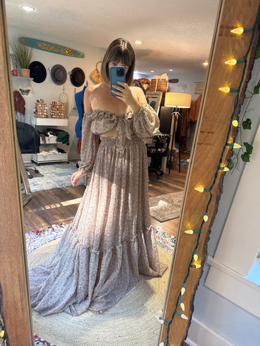 (Brown florals ) Ready to ship kismet two piece very slightly sheer on sale