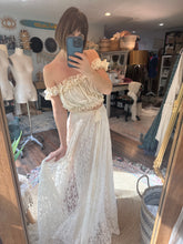 Load image into Gallery viewer, Spring sale one of a kind lace /velvet ivory  two piece ready to ship