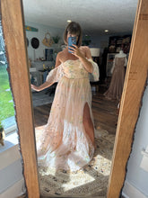 Load image into Gallery viewer, Ready to ship Made with Love gown in embroidery tulle (lined)