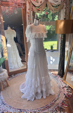 Load image into Gallery viewer, Ready to ship sample sale three piece corset dress comes with an extra chiffon over skirt