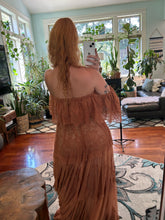 Load image into Gallery viewer, Ready to ship sheer lace show off those shoulders brown lace dress