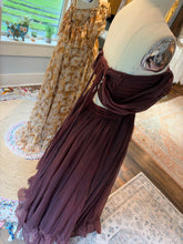 Load image into Gallery viewer, Flash sale two dress deal imperfect slight dye fine live bird burgundy brown with brown floral poetry dress ready to ship