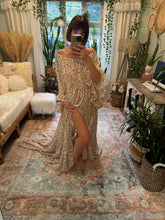 Load image into Gallery viewer, Preorder allow 6-8 weeks crinkle beige ivory floral ruffle me open reclamation dress