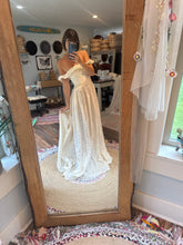 Load image into Gallery viewer, Ready to ship two piece cotton embroidery corset set dress with little ruffle sleeves