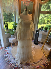 Load image into Gallery viewer, Ready to ship sale one of a kind euphoria with ivory embroidered lace merged with vintage lace dress