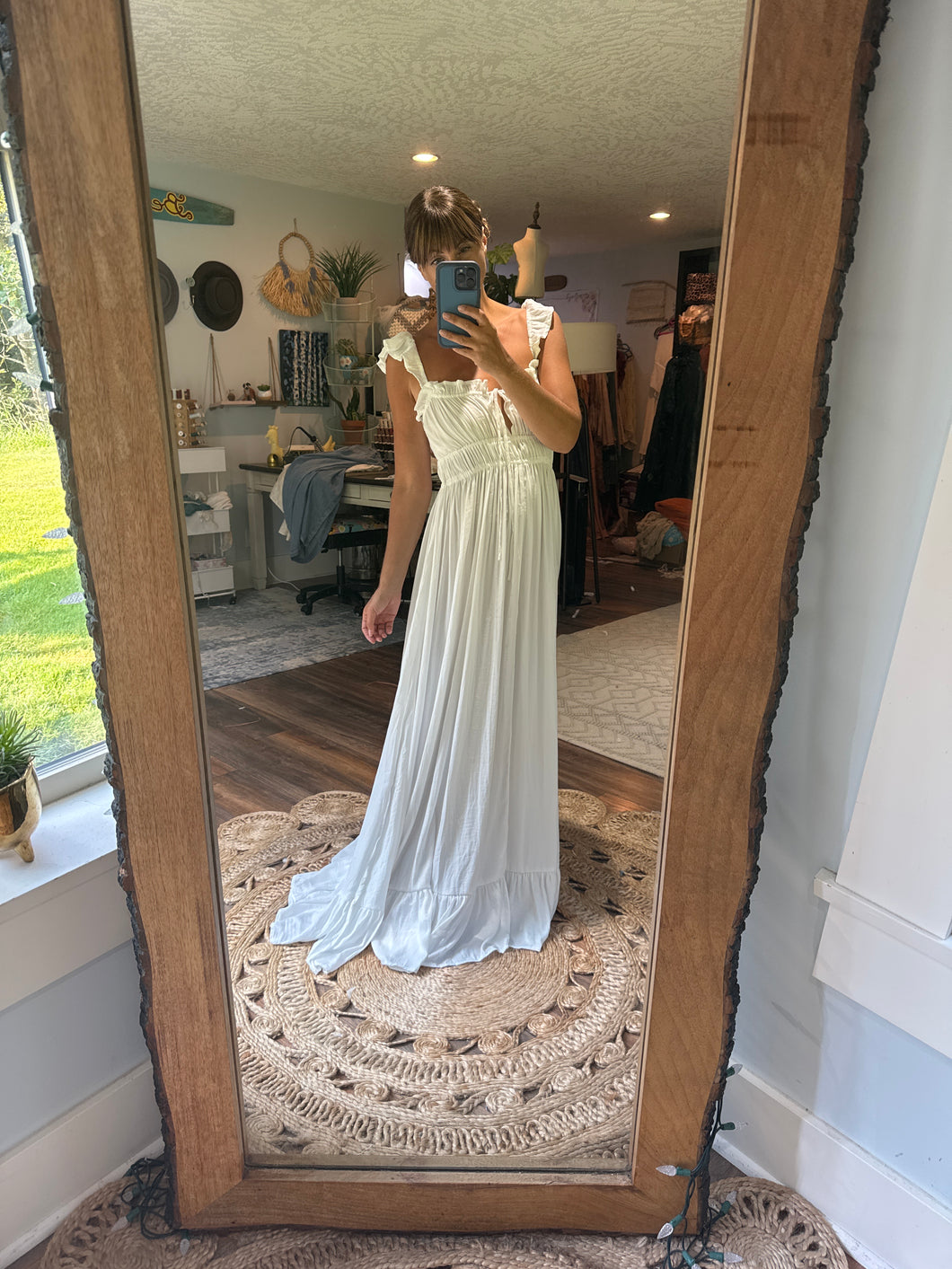Ready to ship Always and Forever dress off white soft matte Rayon satin