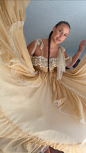 Load image into Gallery viewer, Flash sale concept piece  Ready to ship New style Opaline Dress with mini puff sleeves and embroidered ruffle (sand color)
