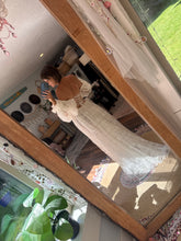 Load image into Gallery viewer, Soft French lace ivory corset dress lined in chiffon ready to ship
