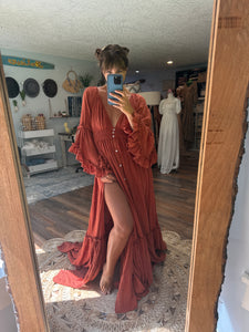 (RESERVED) Ready to ship rust linen cotton dreams like these dress sale