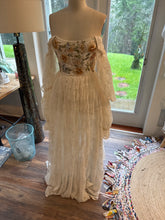 Load image into Gallery viewer, Preorder 6-8 week ivory lace each is one of a kind dress lined in ivory linen cotton with floral embroidery