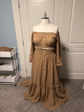 Load image into Gallery viewer, (Off white) Ruffle me open tan brown two piece ready to ship