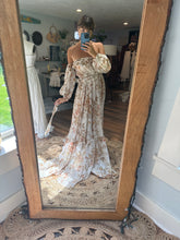 Load image into Gallery viewer, Ready to ship Kismet two piece dress in large golden vintage print crinkle fabric