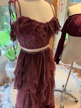 Load image into Gallery viewer, Two tops two skirts in burgundy plum color ready to ship sale