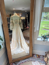 Load image into Gallery viewer, Sample sale ready to ship two piece embroidered corset top and cream ivory skirt linen cotton