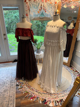 Load image into Gallery viewer, Two dress deal off white fringe Raynie two piece linen cotton with mix and match two piece flash sale