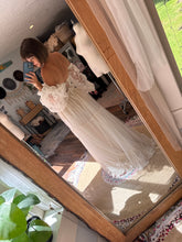 Load image into Gallery viewer, Lace corset top (off white) and lace skirt (ivory) ready to ship sale