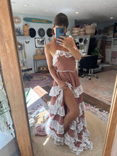 Load image into Gallery viewer, One only - Two dress deal euphoria dress off white lace and crinkle brown ruffle dress