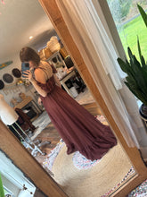 Load image into Gallery viewer, Sale chiffon dark brown poetry dress ready to ship